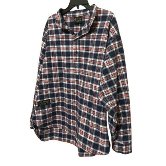 VTG Vermont Flannel Co. Shirt Blue Plaid Henley Button Up Mens Medium Hiking - Picture 2 of 6